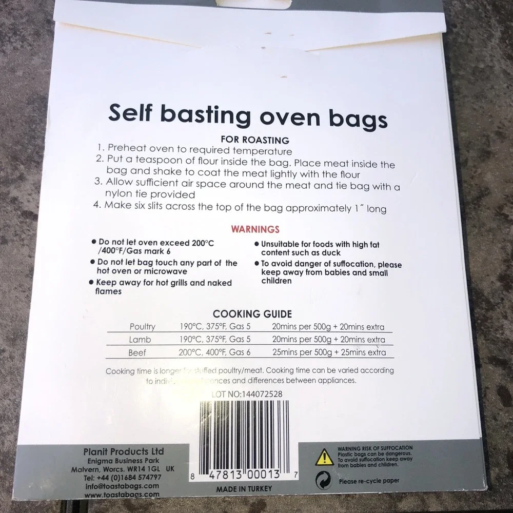 12 Roasting Bags Self-basting Oven Bags 18